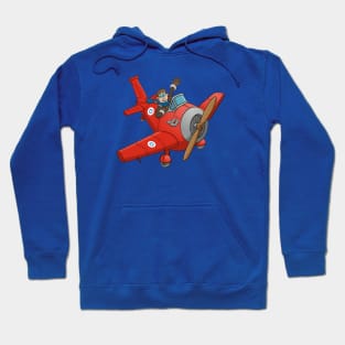 The waving pilot in his red airplane Hoodie